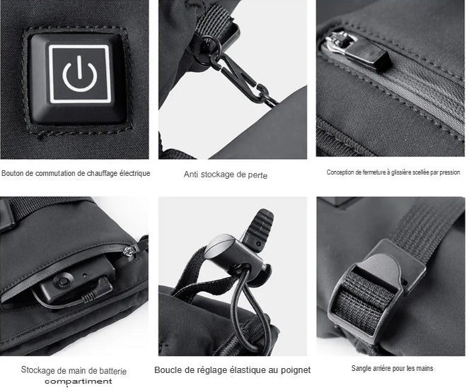 Gants chauffant de ski confort et optimal avec batterie